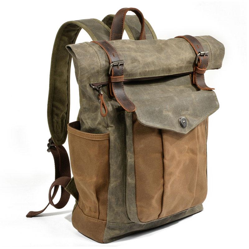 waxed canvas travel backpack