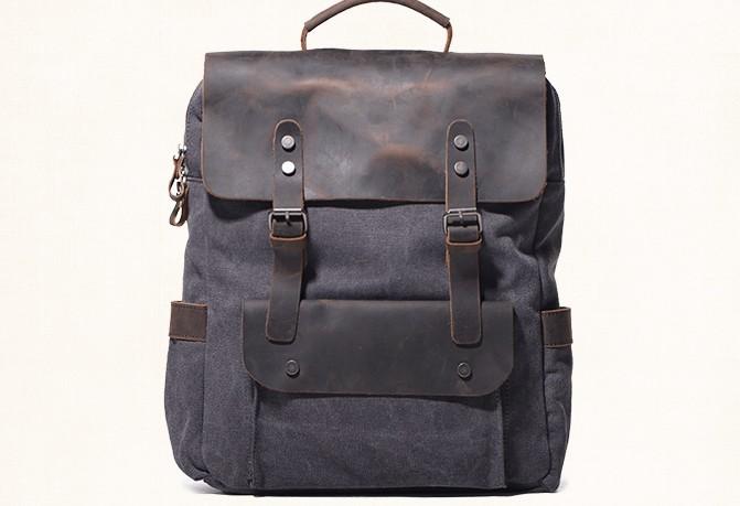 gray canvas backpack