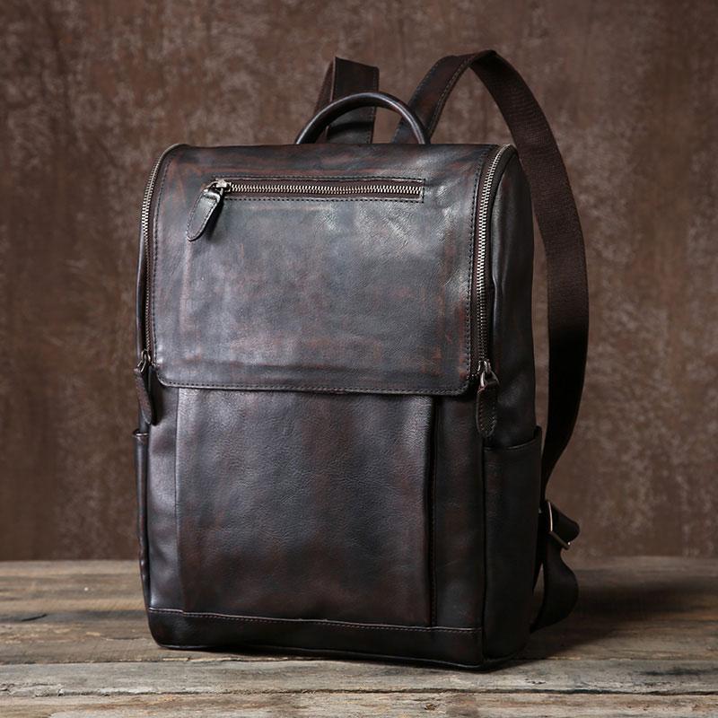 Handmade Leather Mens Cool Backpack Sling Bag Large Travel Bag Hiking Bag for Men - BW BAG